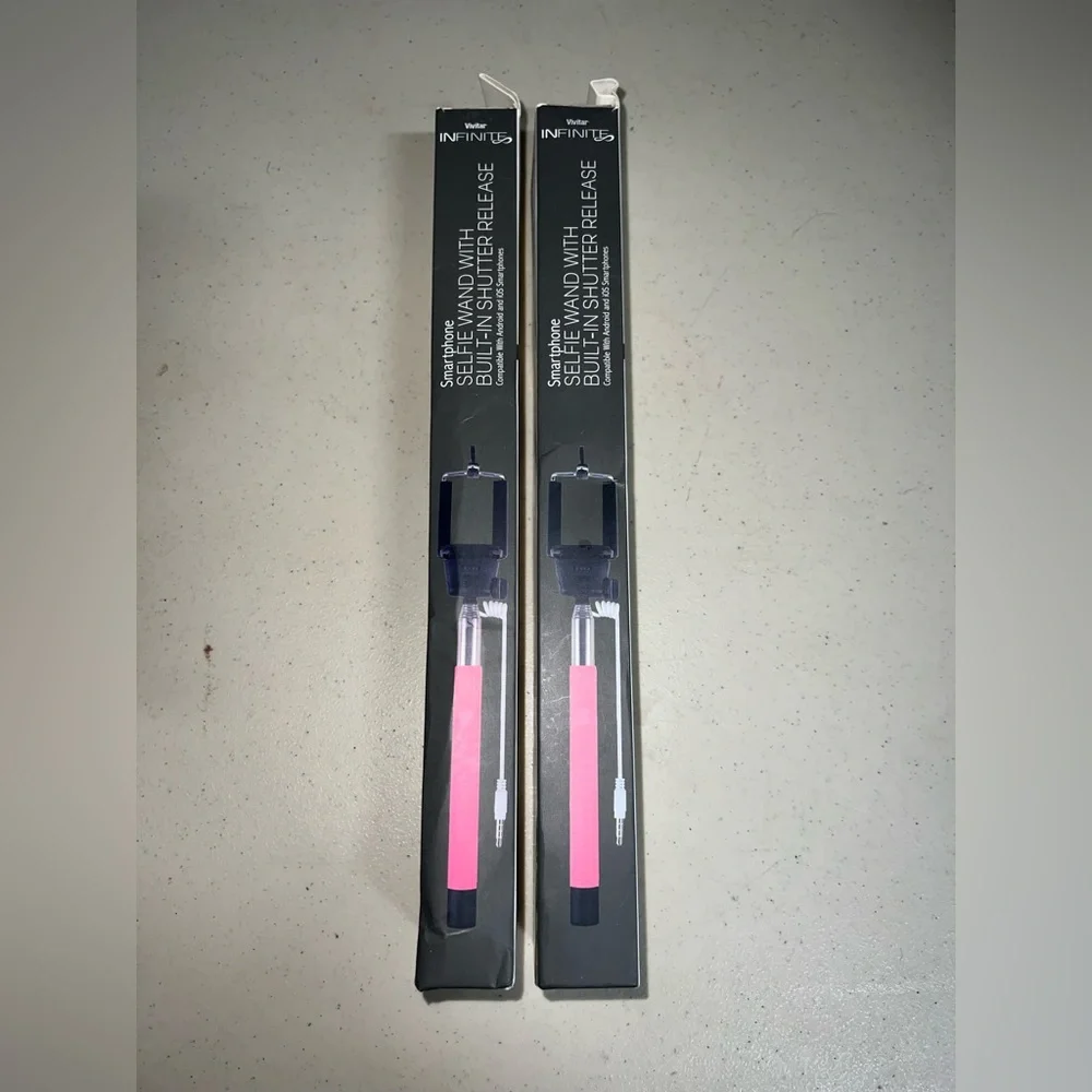 Pink Selfie Stick with Built-in Shutter Release